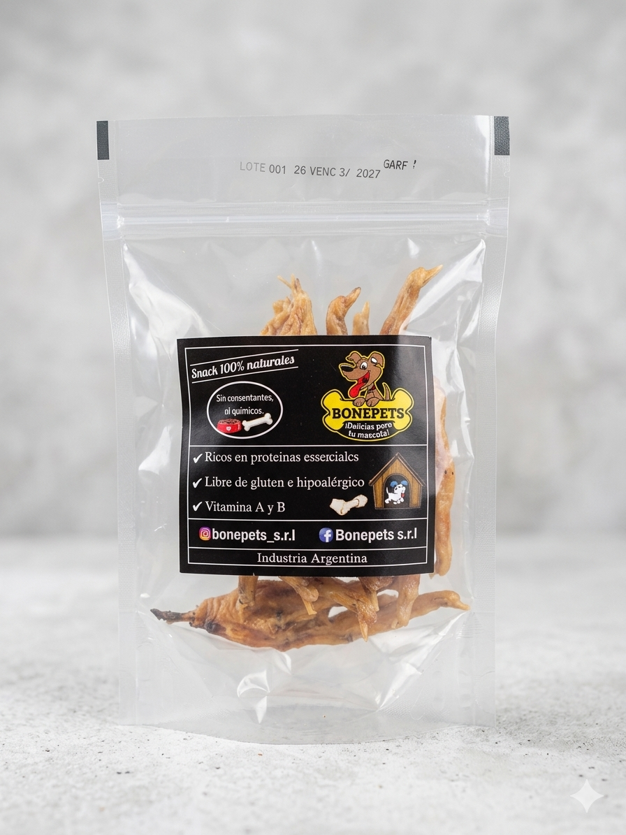 Garras de pollo deshidratadas